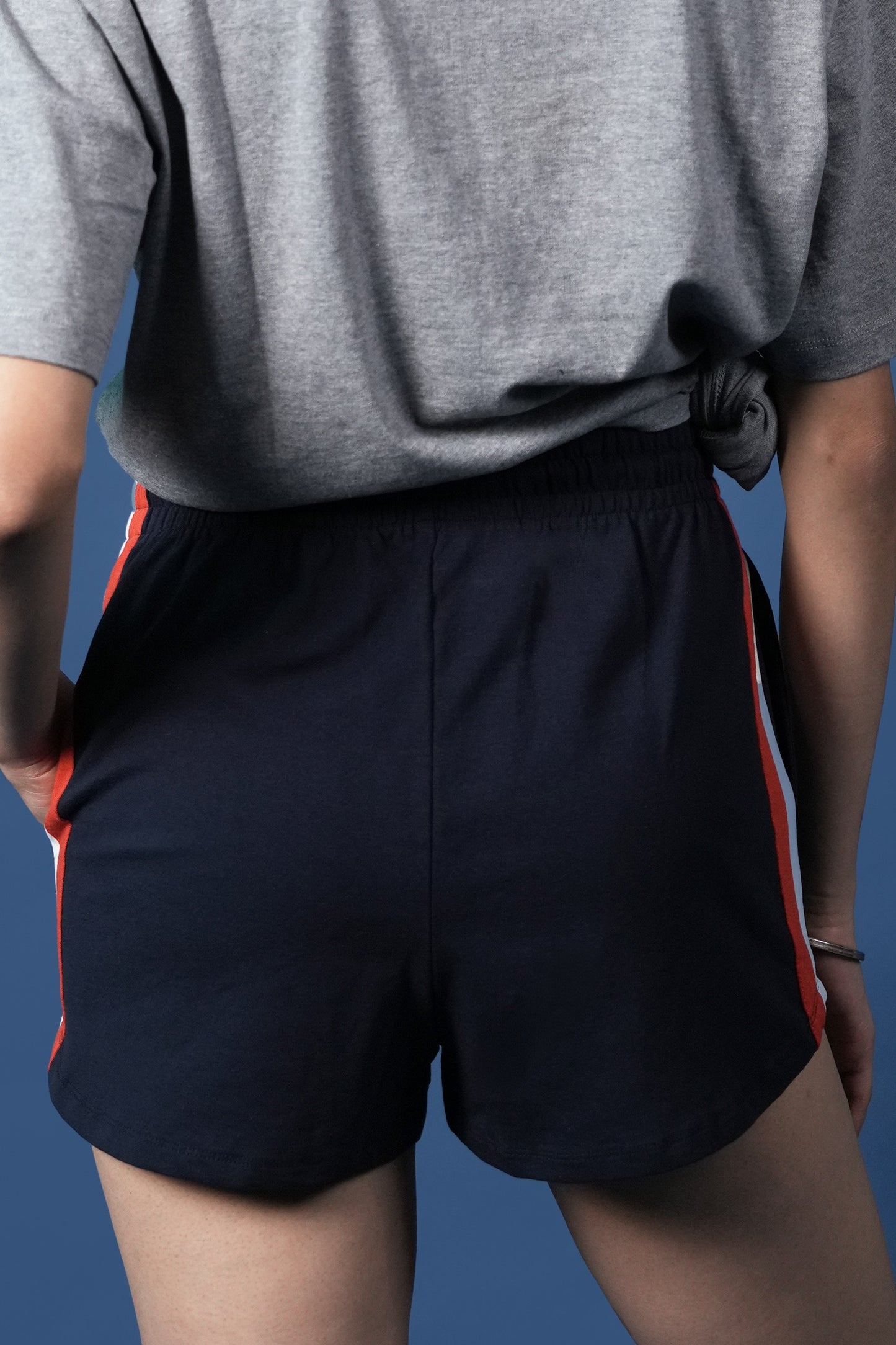 STRIPED LOUNGE SHORTS (Navy)
