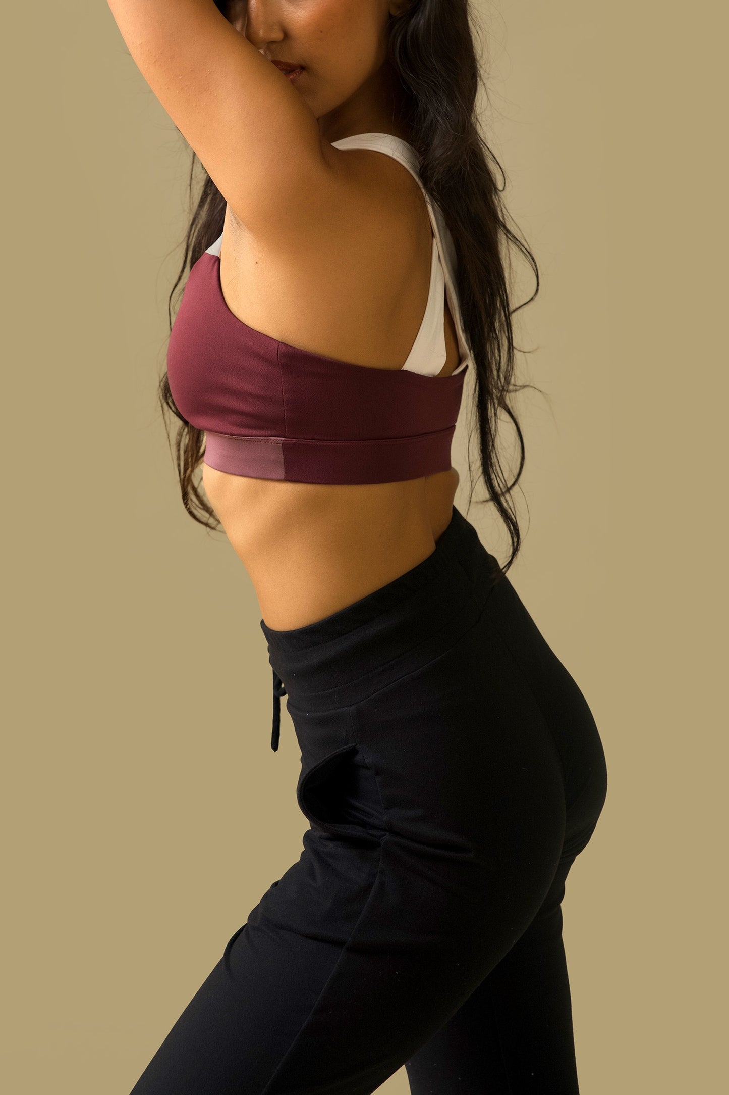 CROSSBACK BRA (maroon/ white)