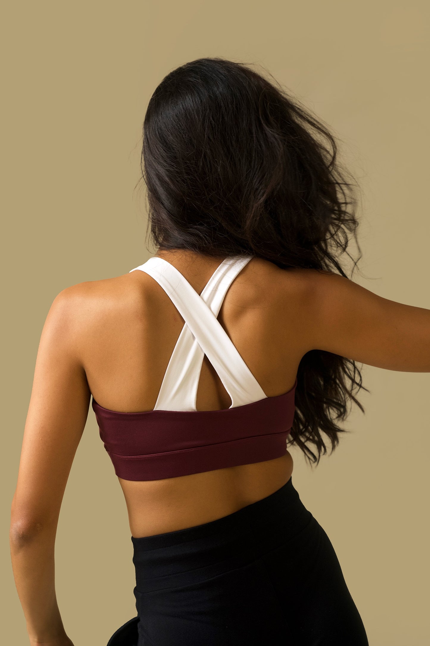 CROSSBACK BRA (maroon/ white)