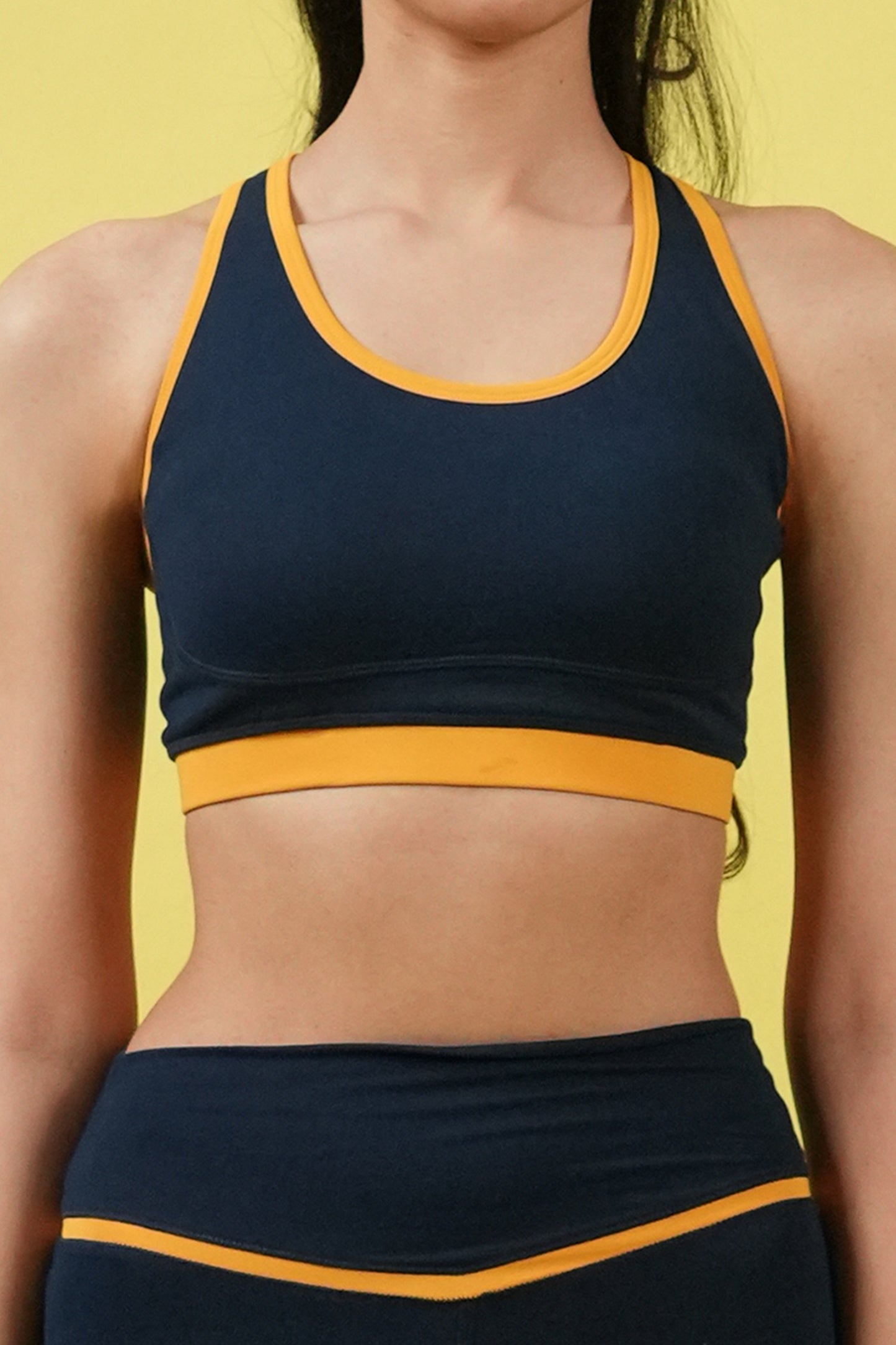 RACERBACK BRA (Navy/Yellow)