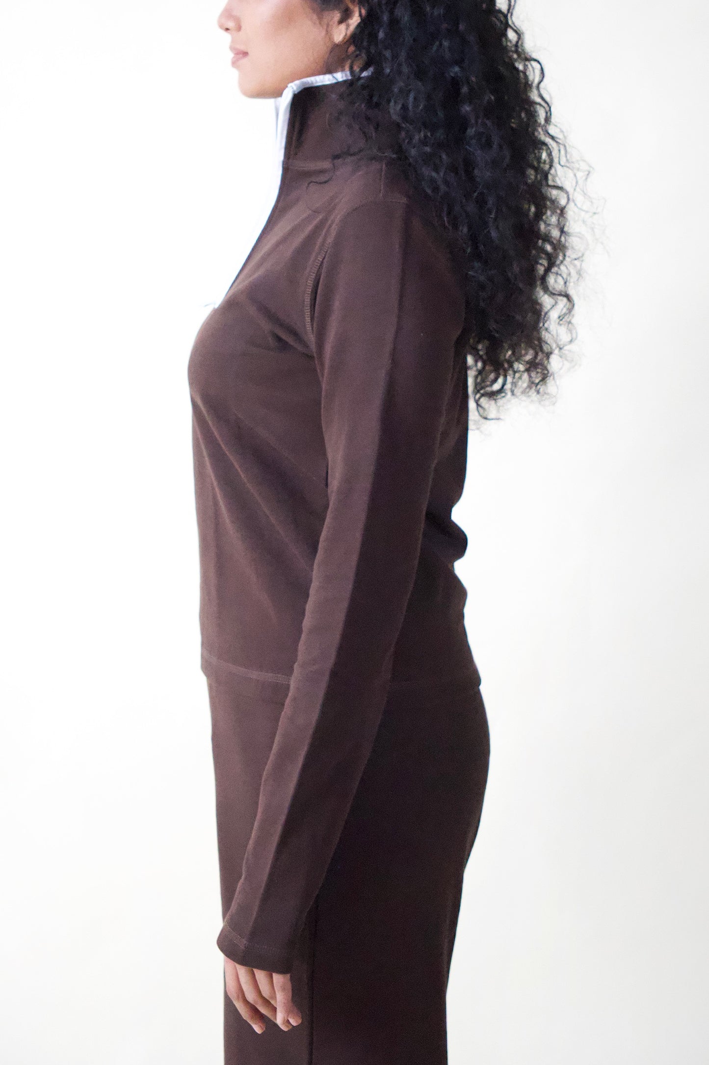 HALF-ZIP SWEATSHIRT (BROWN/WHITE)