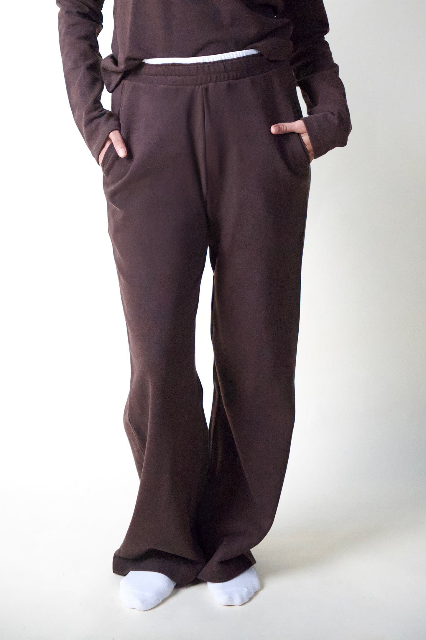 CONTRAST TRACKPANTS (BROWN/WHITE)