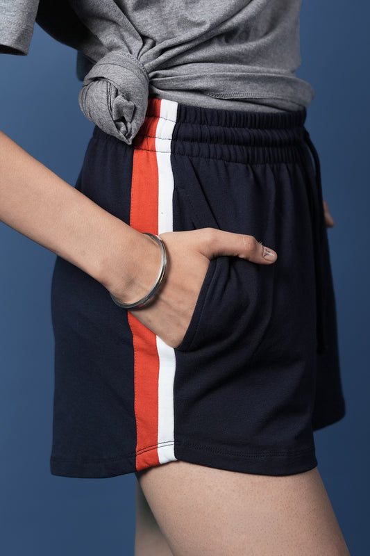 STRIPE LOUNGE SHORTS (Navy)