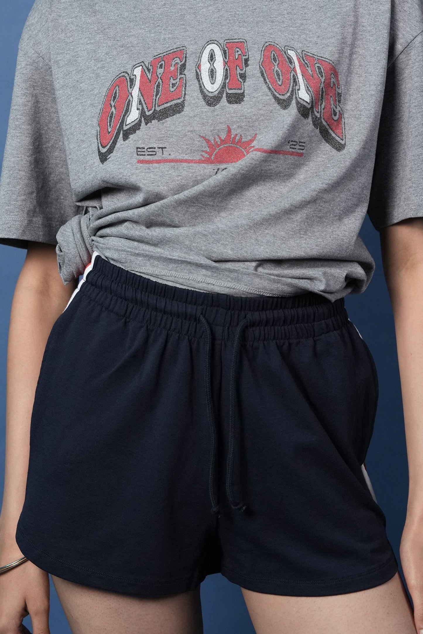 STRIPED LOUNGE SHORTS (Navy)