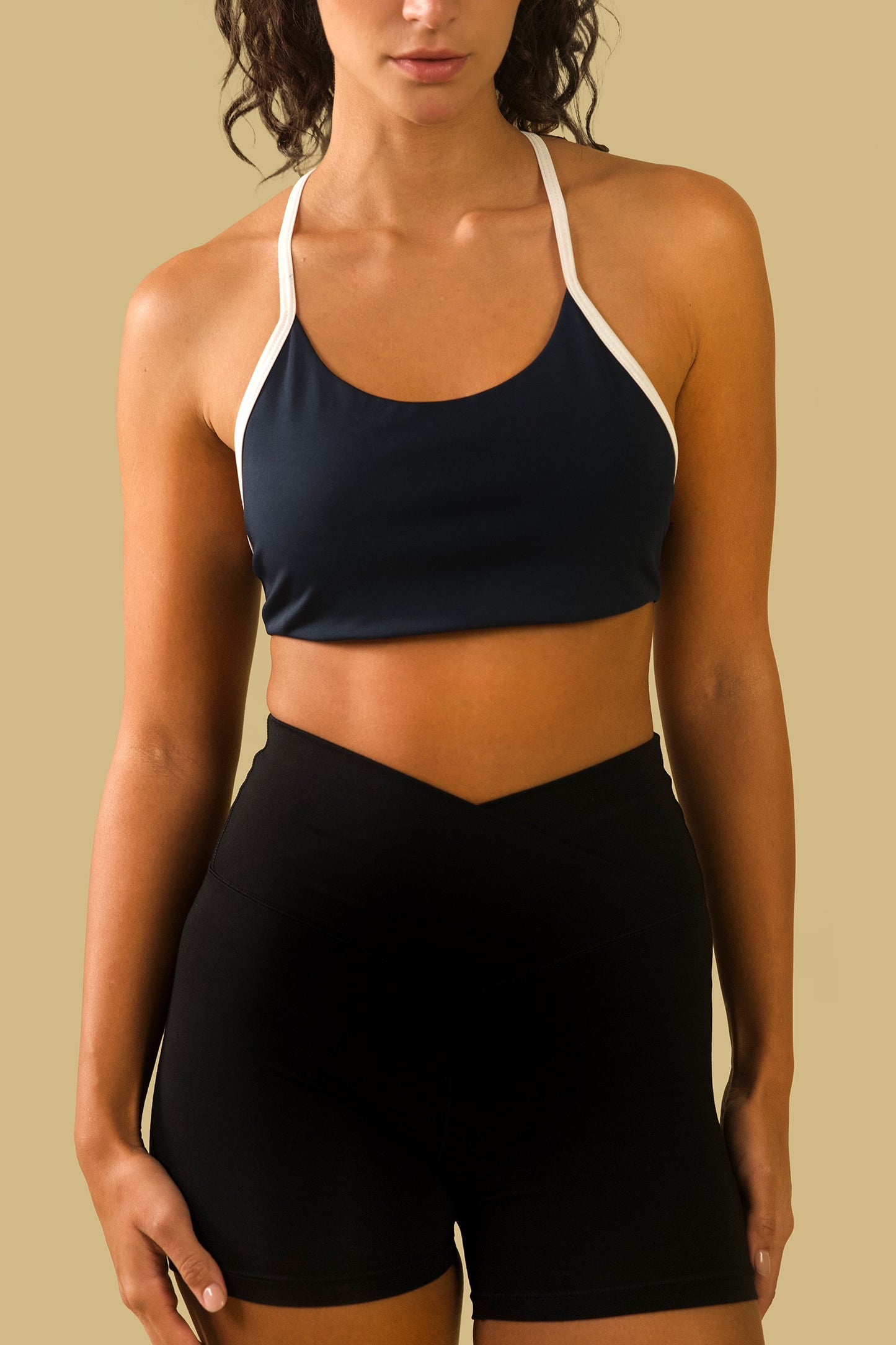 Y-BACK SPORTS BRA (navy/ white)