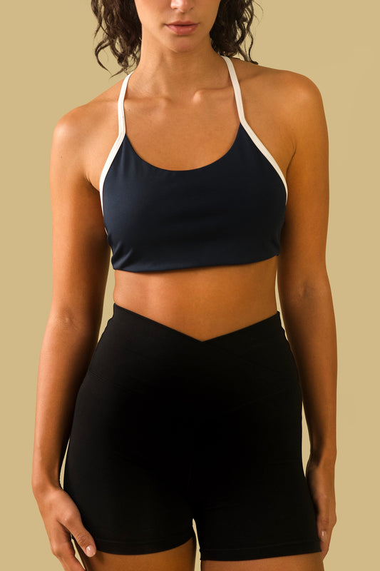 Y-BACK SPORTS BRA (navy/ white)