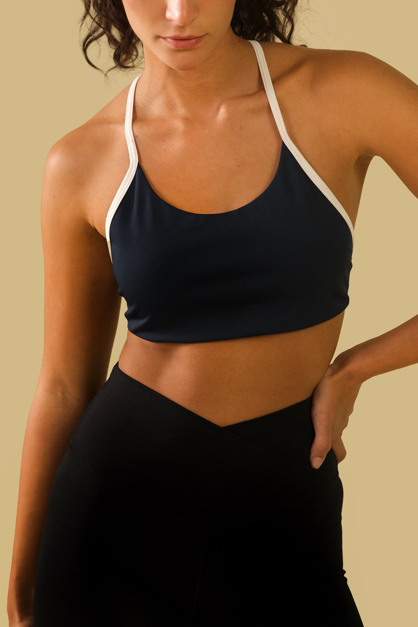 Y-BACK SPORTS BRA (navy/ white)