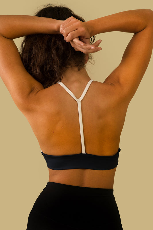 Y-BACK SPORTS BRA (navy/ white)