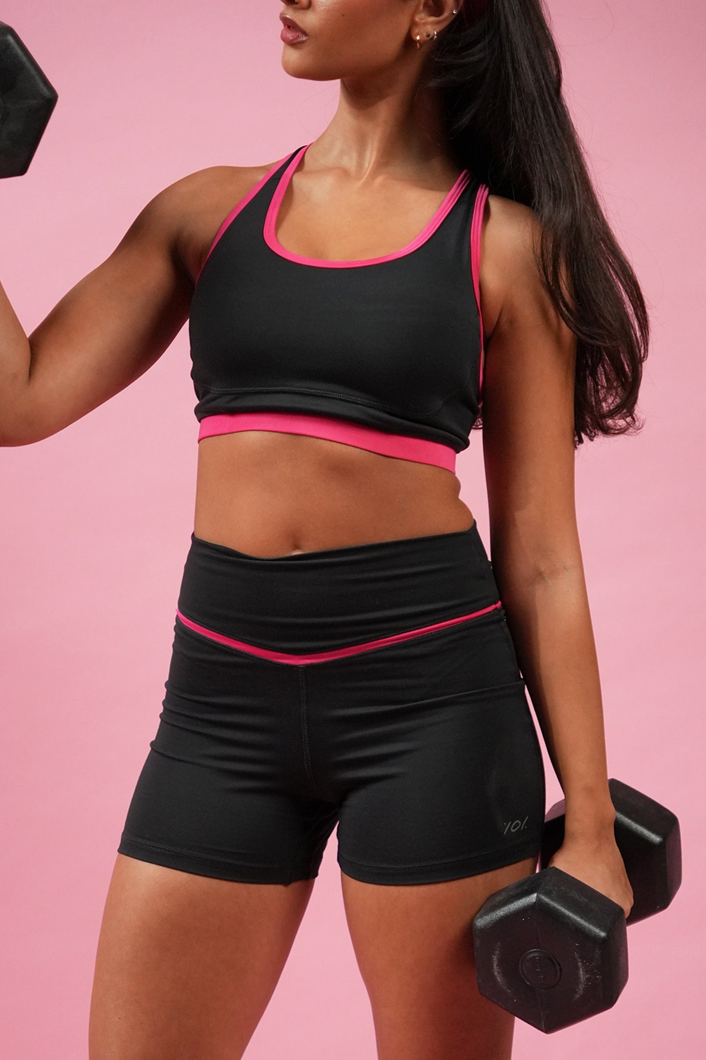 RACERBACK BRA (Graphite/Pink)