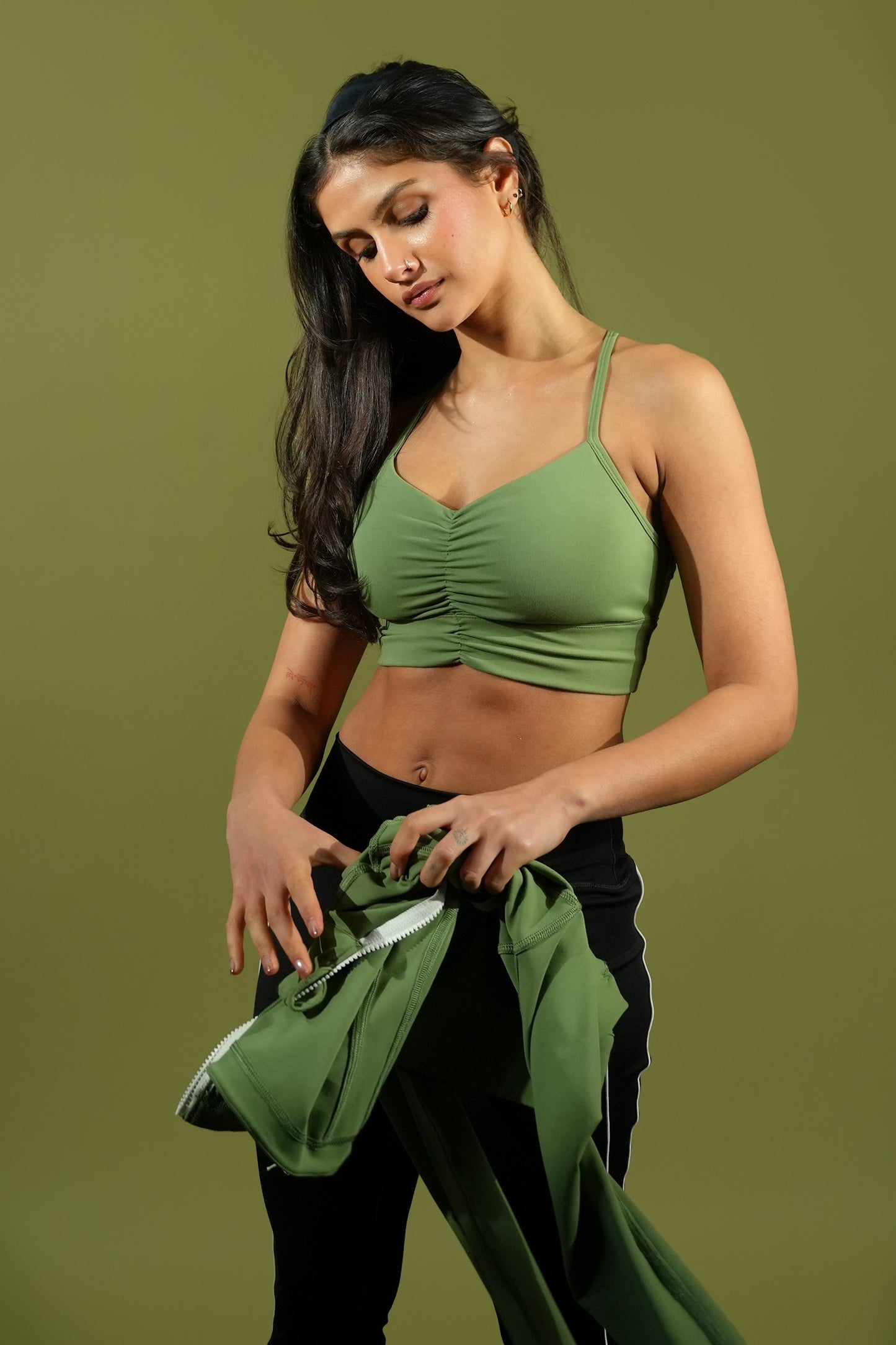 101 SCRUNCHED BRA (MOSS GREEN)