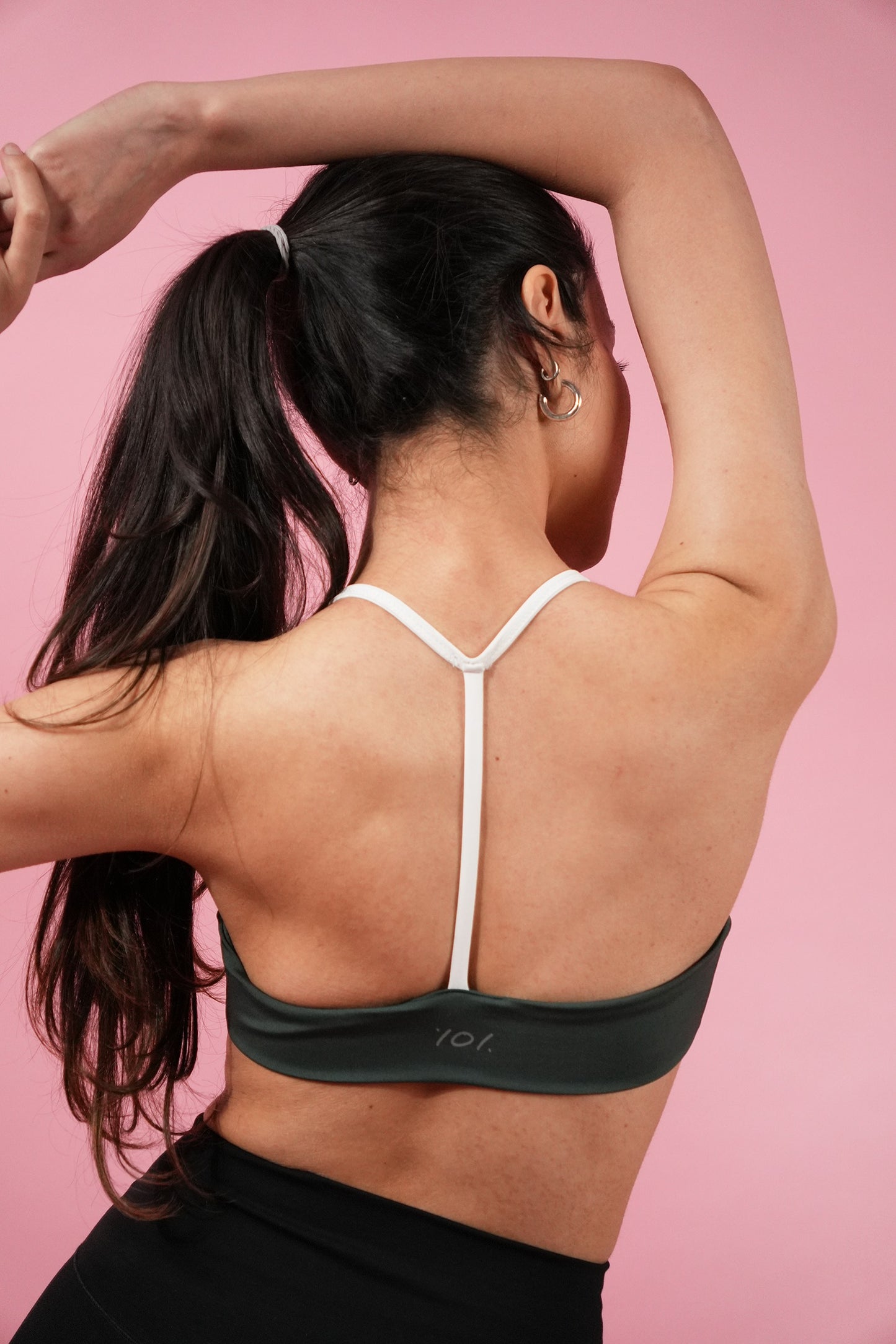 Y-BACK SPORTS BRA (Green/White)