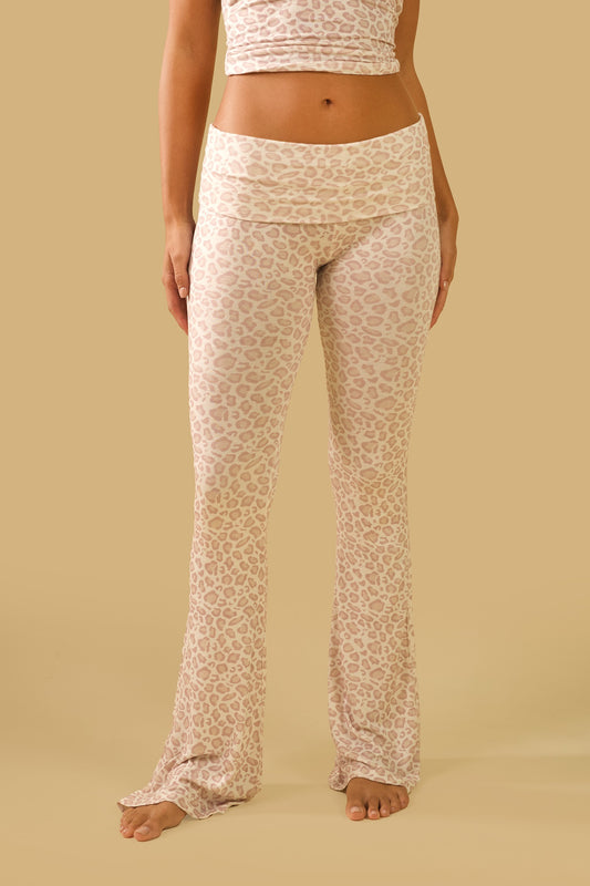 PINK LEOPARD FOLDOVER PANTS