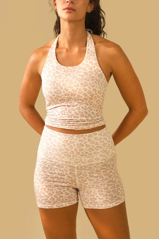 PINK LEOPARD HALTER TOP