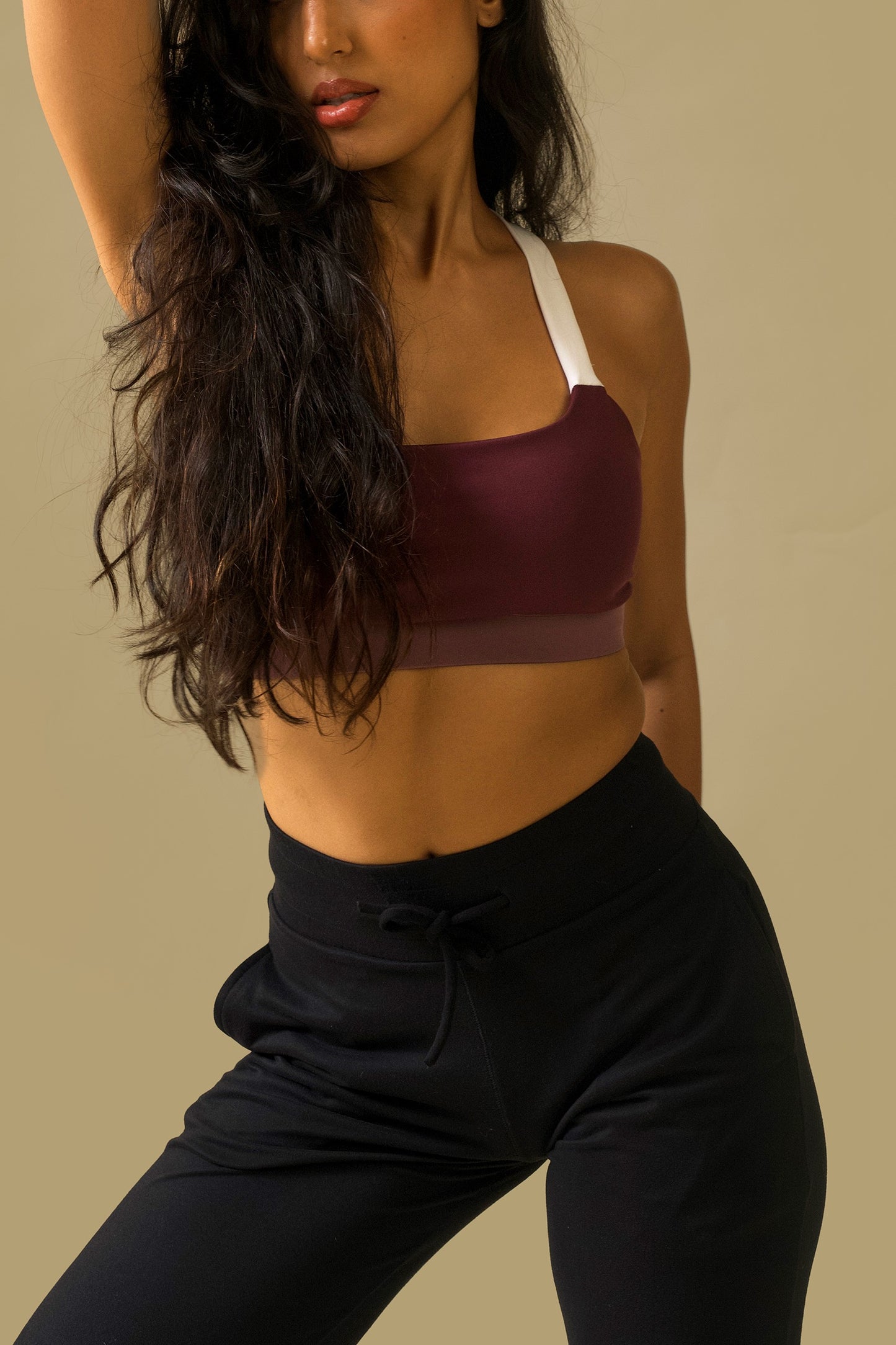 CROSSBACK BRA (maroon/ white)