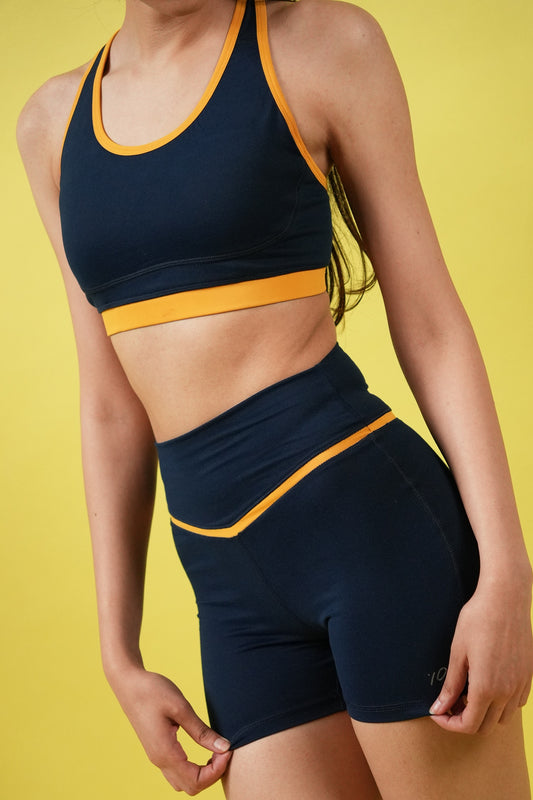 RACERBACK BRA (Navy/Yellow)