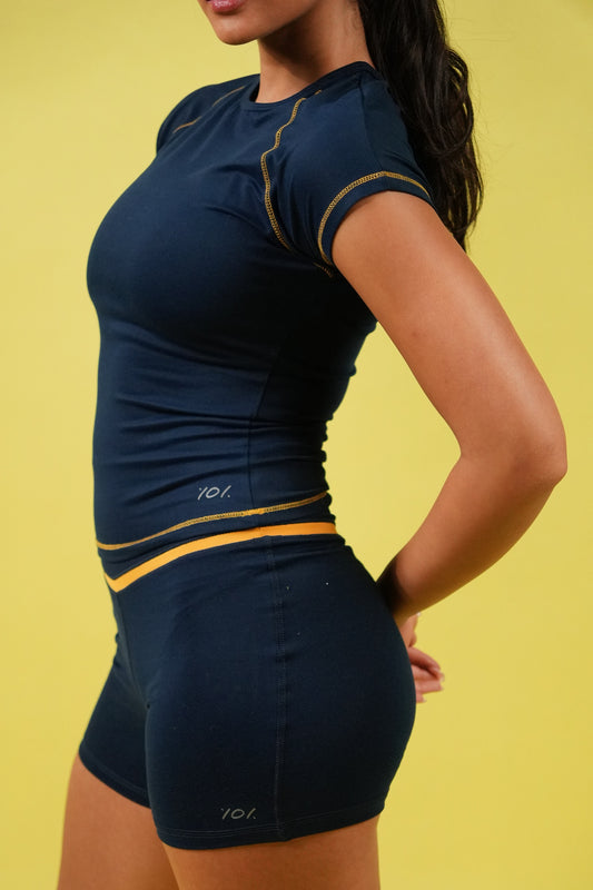 MUSCLE TEE (Navy/Yellow)
